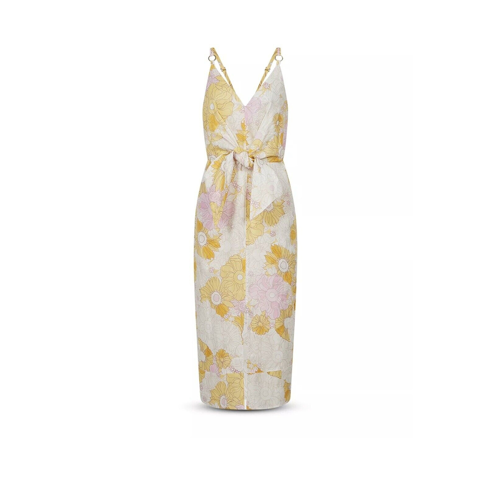 REISS Kay Linen Tie Front Midi Dress size 6